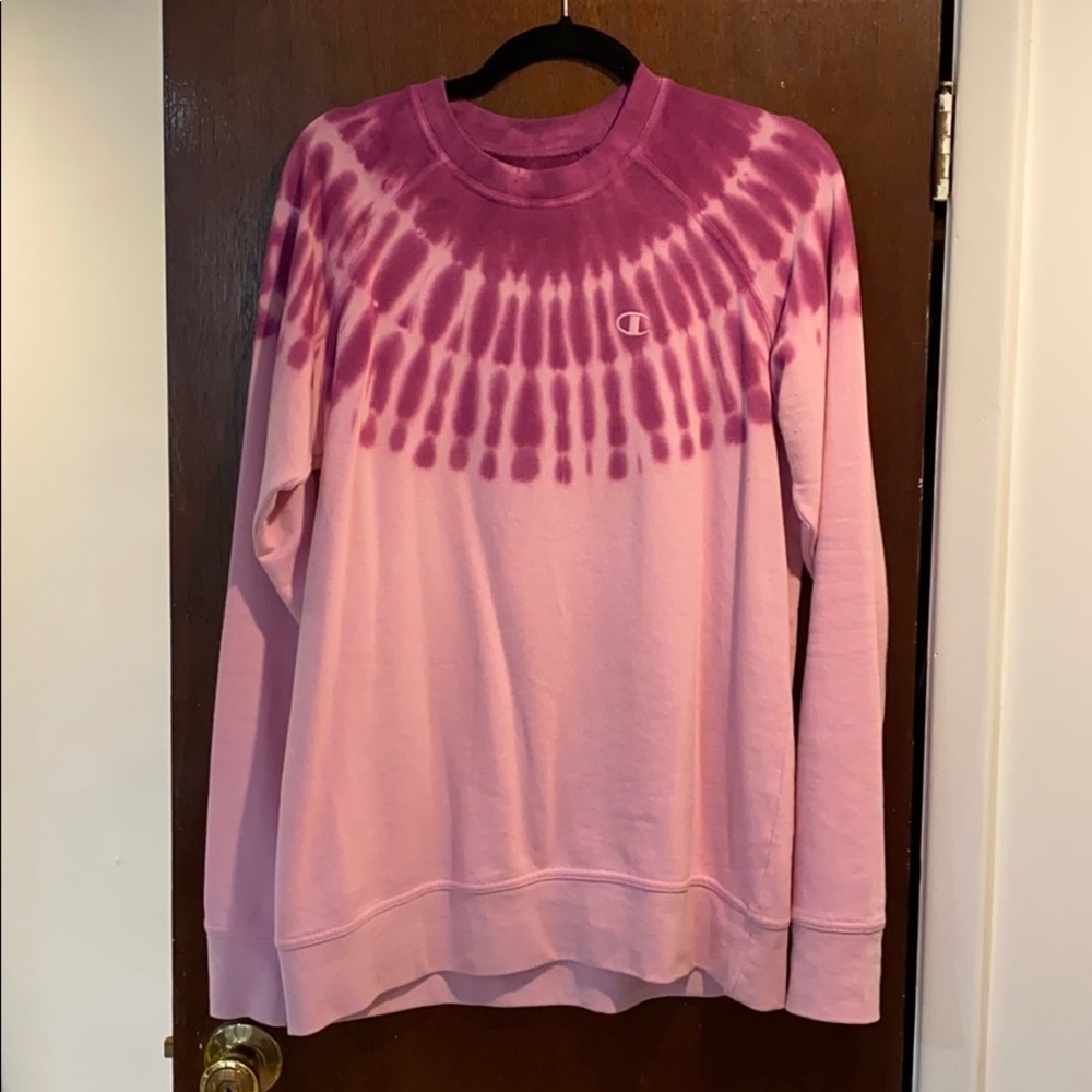 Champion tie dyed crew neck sweatshirt